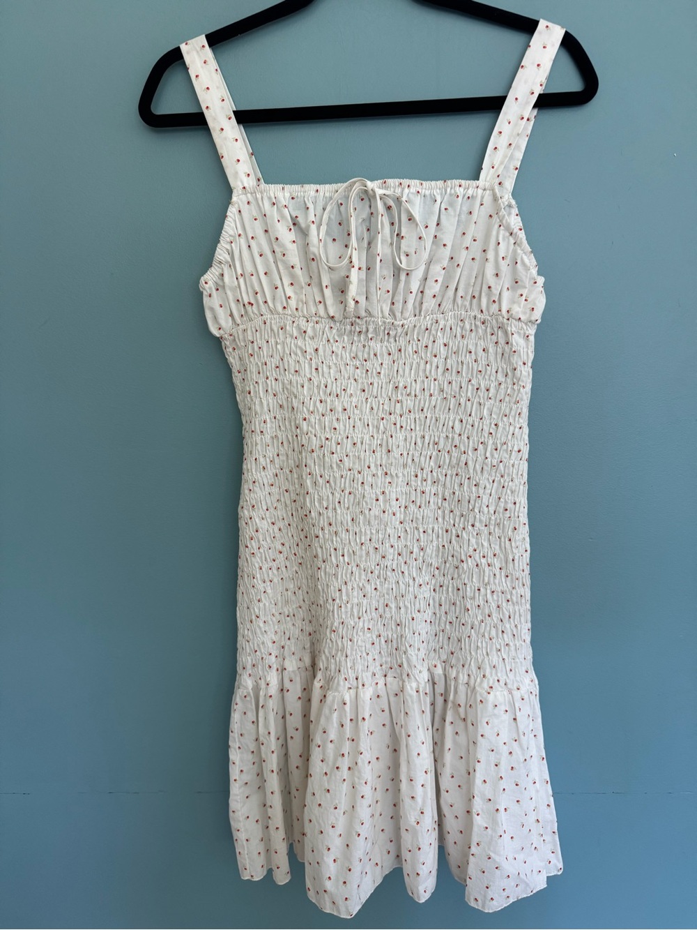 Cider White Mini Dress with Red Floral Print